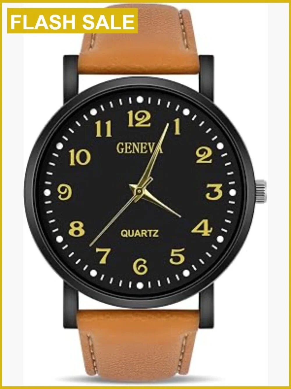 Mens Chronograph Watch Leather Strap Quartz Analog 39mm